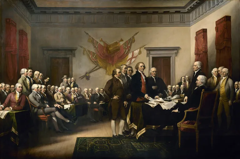 Committee of Five presenting the Declaration of Independence to Congress
